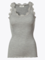 Rosemunde Babette Silk Top With Lace Light Grey Melange