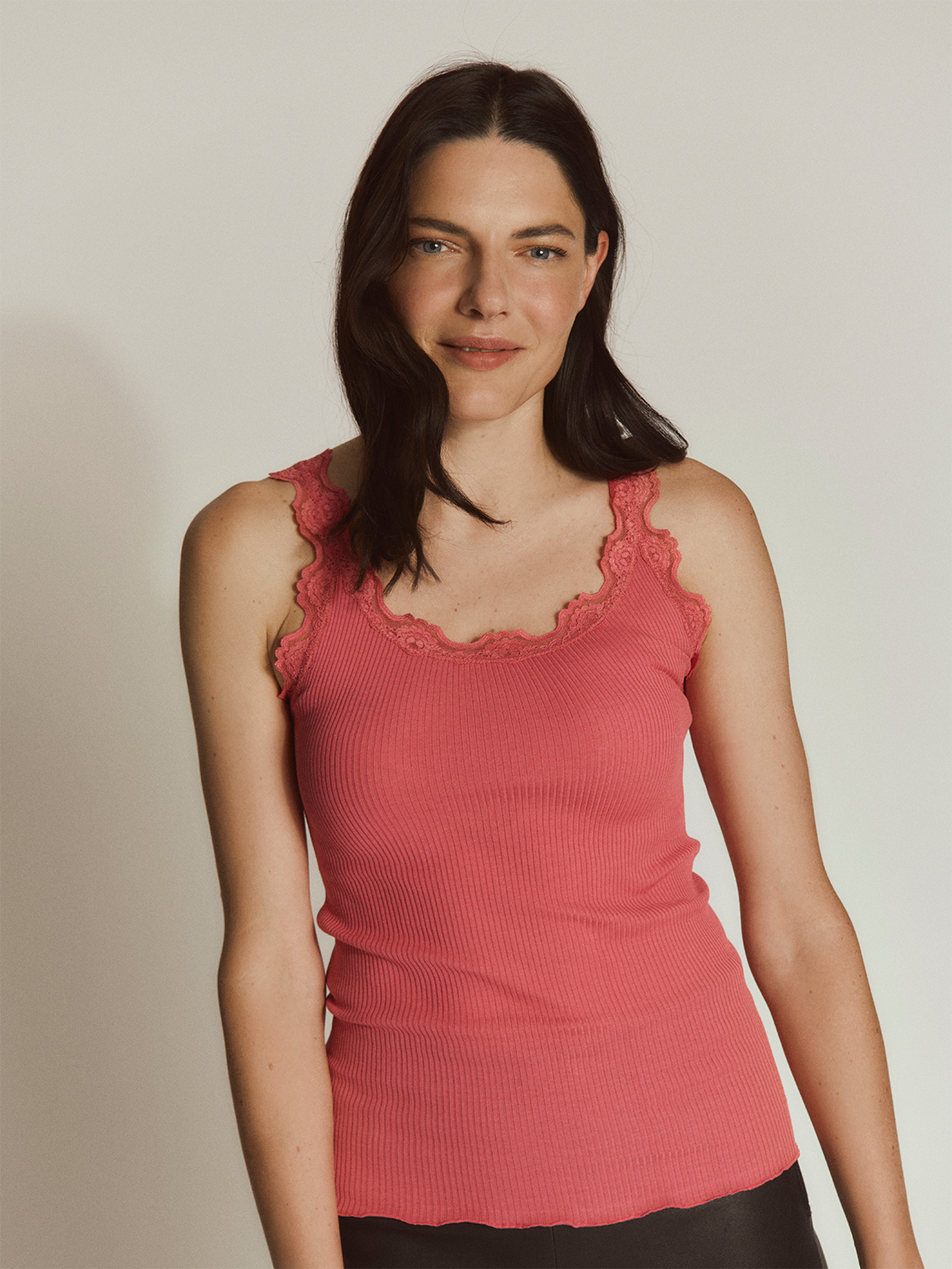 Rosemunde Babette Silk Top With Lace Rosa