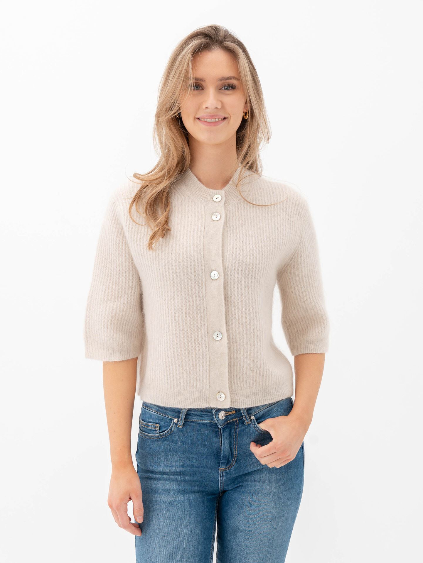 Second Female Andrea Knit Rib Cardigan Pumice Stone