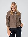 Selected Femme Lulu Long Sleeve Knit Short Cardigan Chocolate Chip Melange