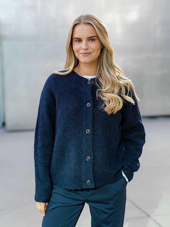 Selected Femme Lulu Long Sleeve Knit Short Cardigan Dark Sapphire