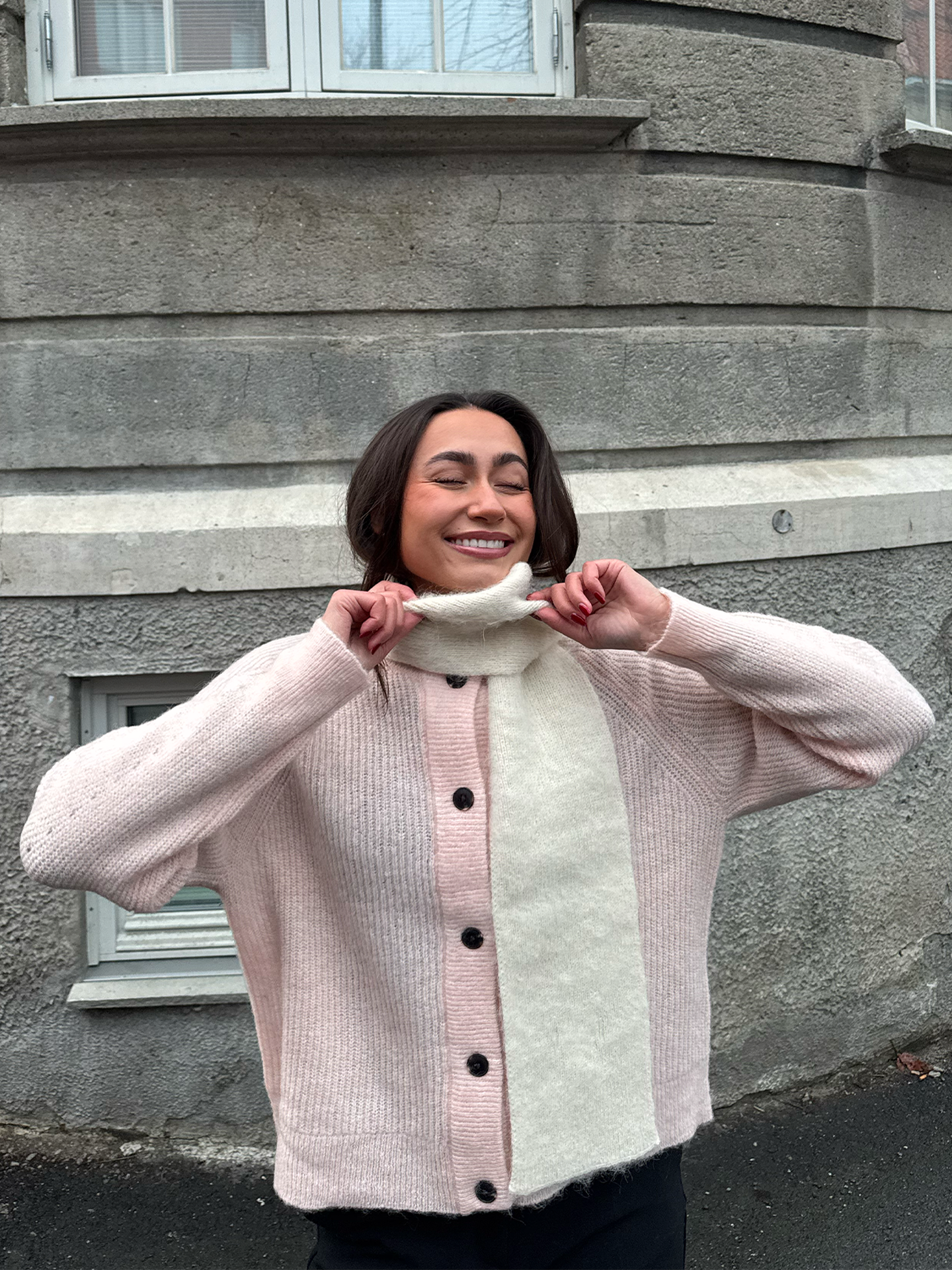 Selected Femme Lulu Long Sleeve Knit Short Cardigan Pale Dogwood Melange