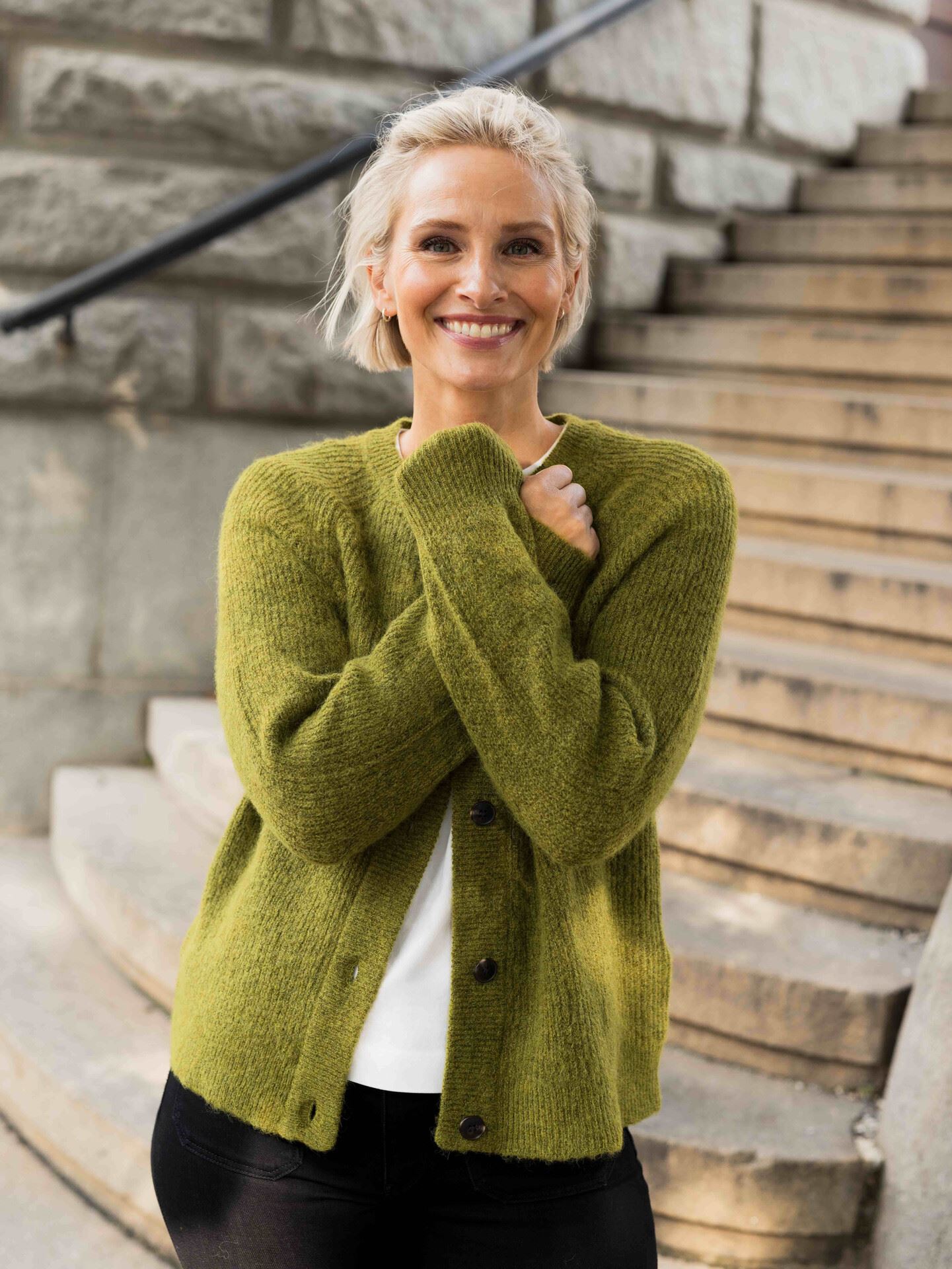 Selected Femme Lulu Long Sleeve Knit Short Cardigan Cardamom Seed Melange