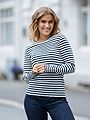Selected Femme Anna Long Sleeve Crew Neck Tee Stripe Dark Sapphire W SNOW WHITE STRIPES