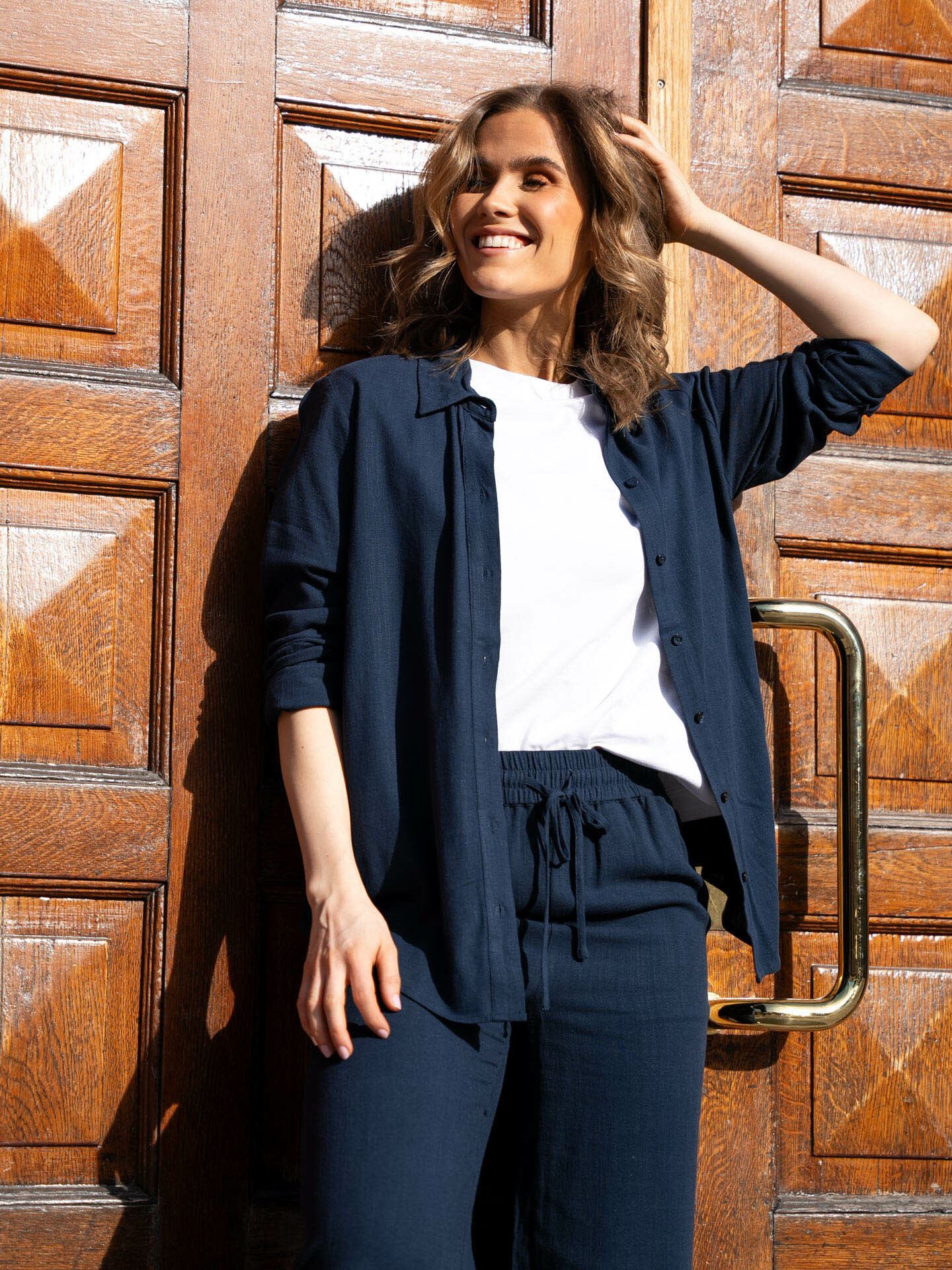 Selected Femme Viva Long Sleeve Sun Shirt Dark Sapphire