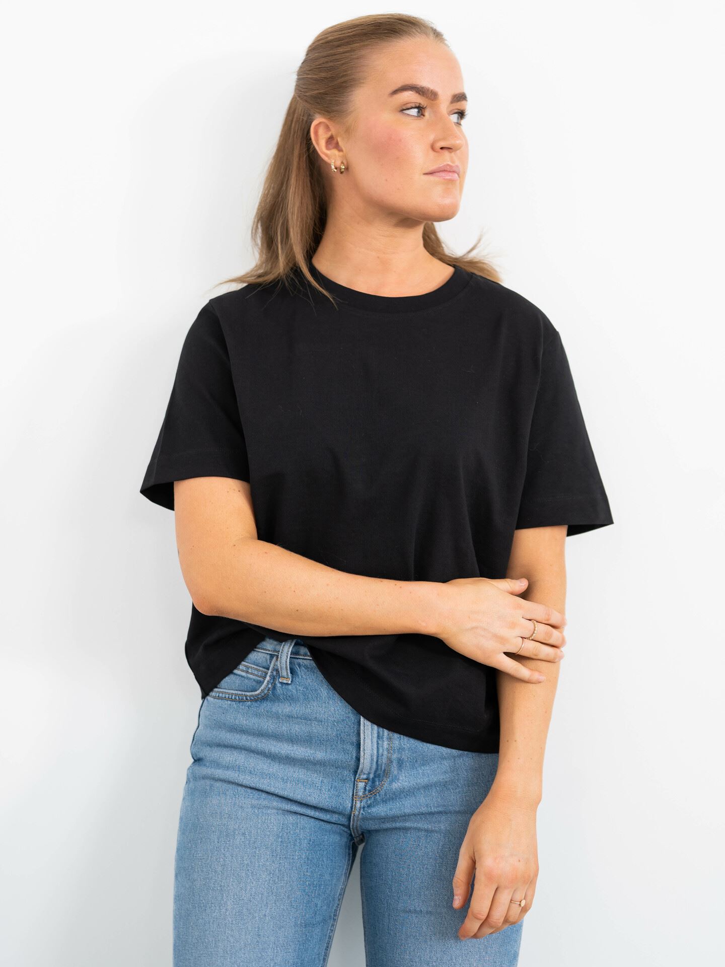 Selected Femme Essential Short Sleeve Boxy Tee Black