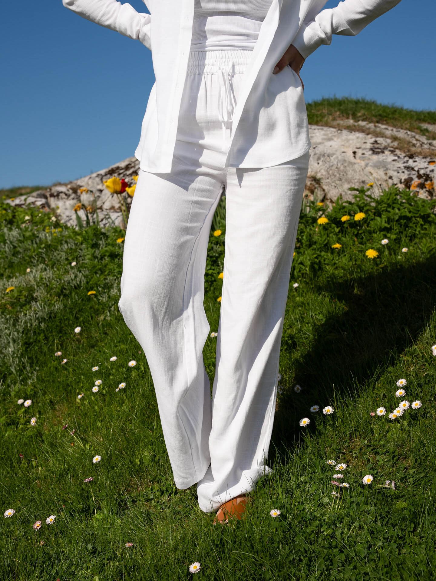 Selected Femme Viva Gulia High Waist Long Sun Pant Snow White