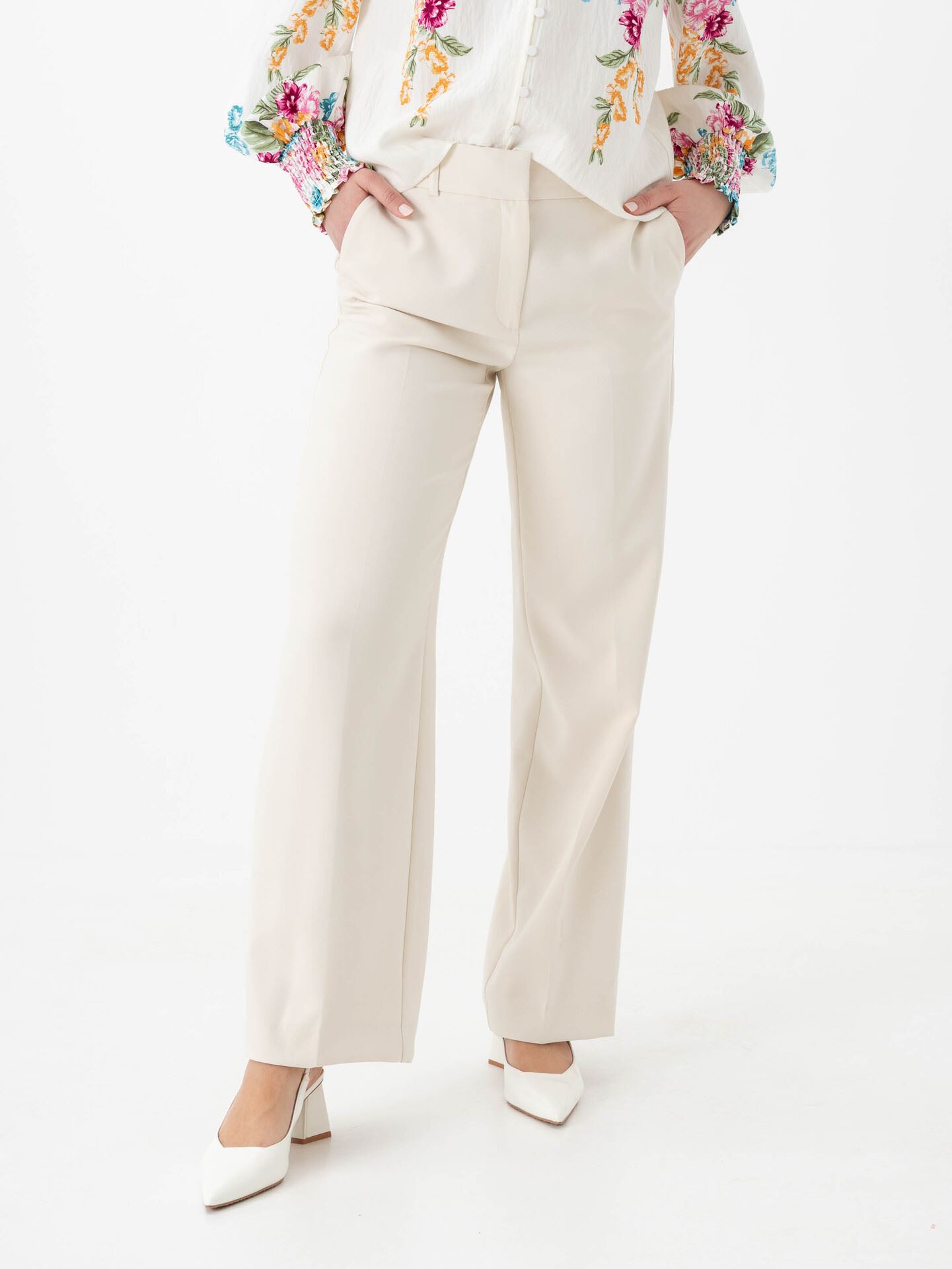 Selected Femme Rita Mid Waist Wide Pant Birch