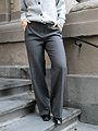 Selected Femme Rita Mid Waist Wide Pant Dark Grey Melange