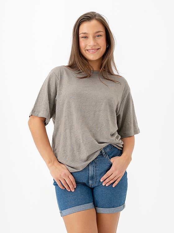 Selected Femme Vilja Linen Short Sleeve Tee Vetiver