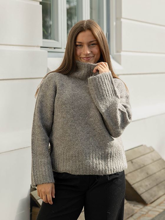 Selected Femme Gabriella Long Sleeve Knit High Neck Steel Gray MELANGE