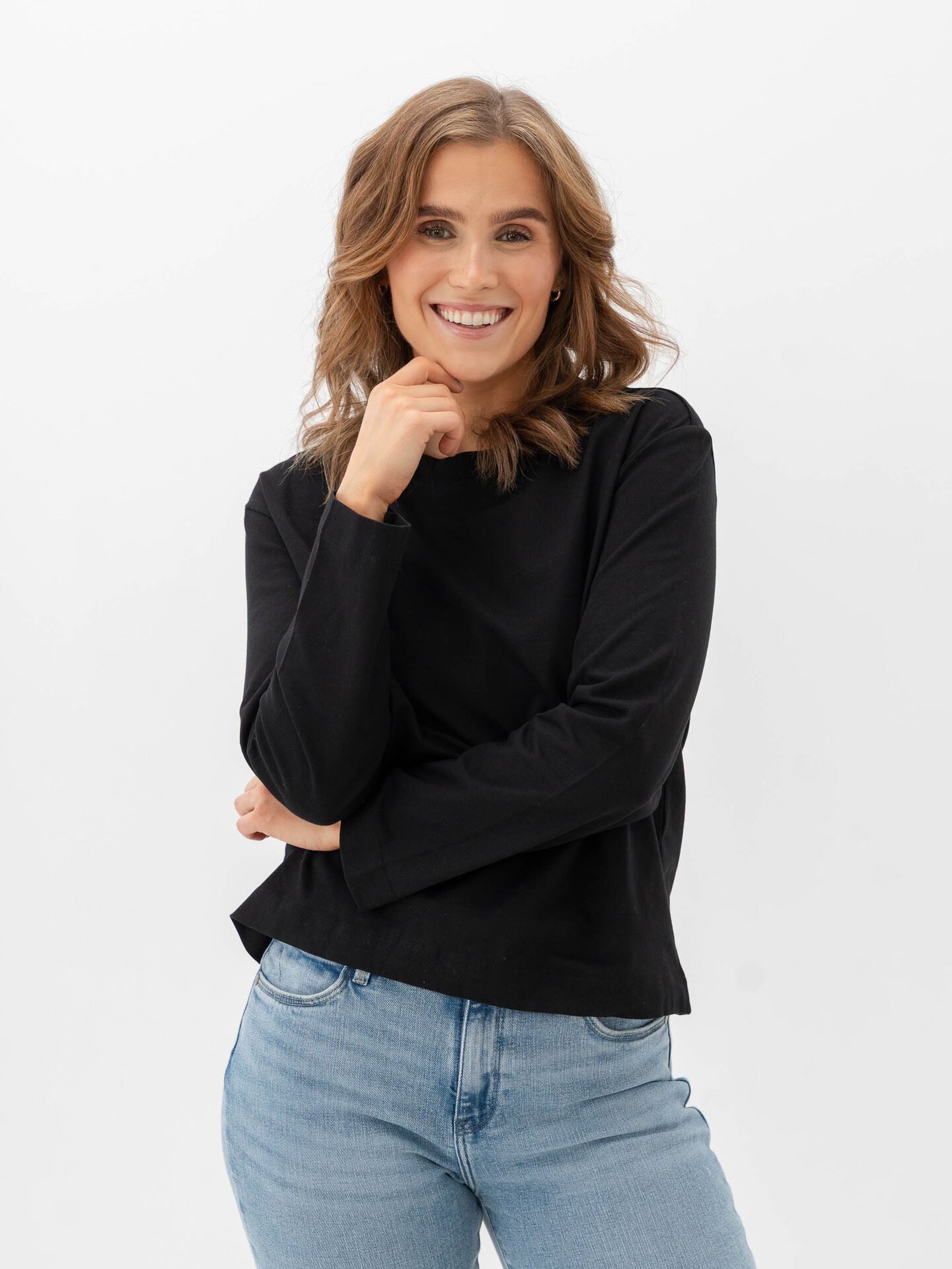 Selected Femme Essential Long Sleeve Boxy Tee Black