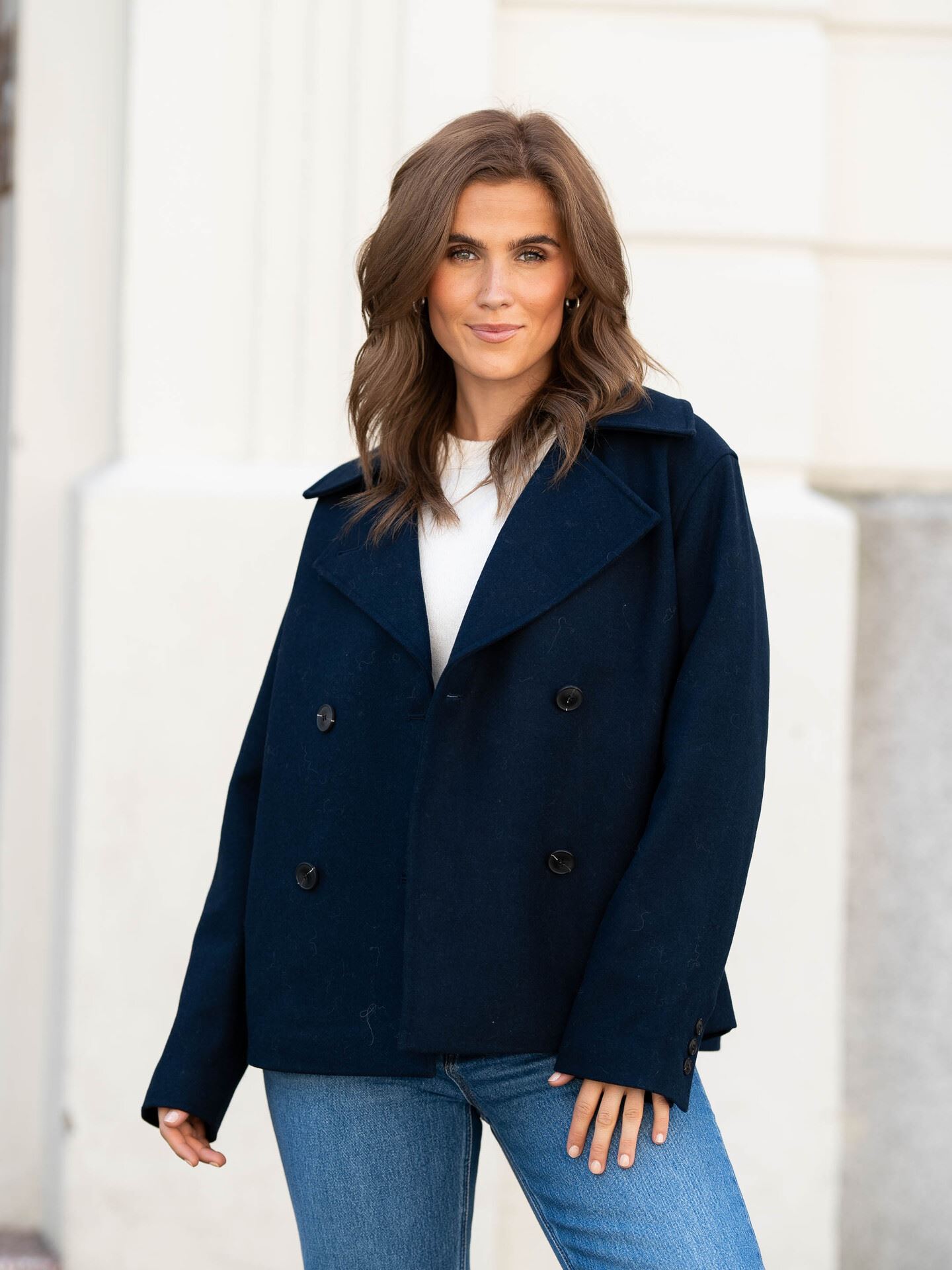 Selected Femme Alma Short Wool Jacket Dark Sapphire