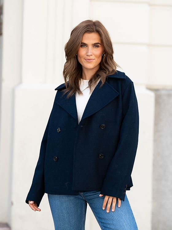 Selected Femme Alma Short Wool Jacket Dark Sapphire