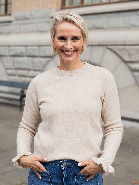 Selected Femme Lulu Long Sleeve Knit Frill Cuff O-Neck Birch Melange