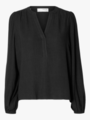 Selected Femme Viva Long Sleeve V-Neck Top Black