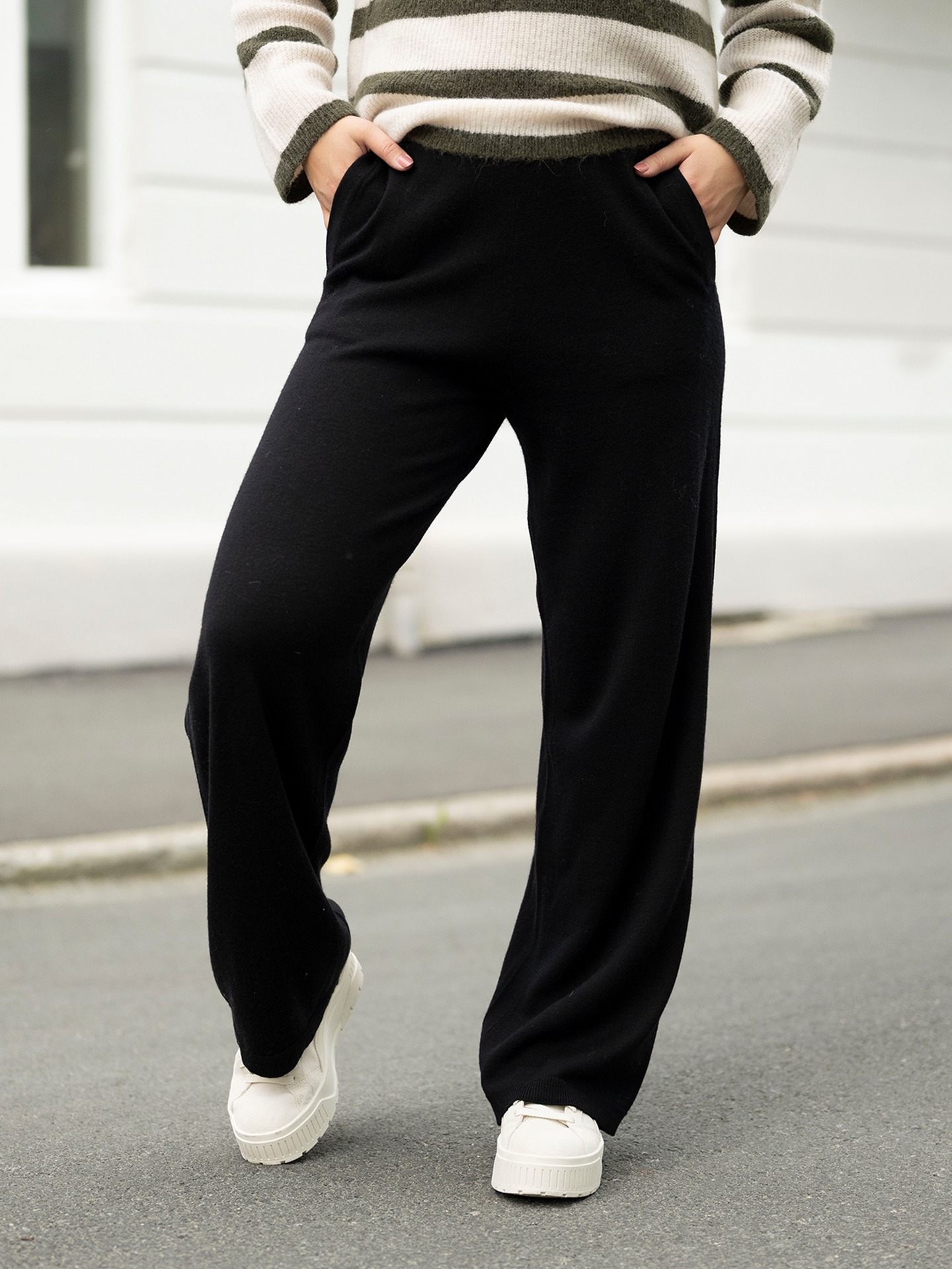 Selected Femme Hella High Waist Knit Pants Black