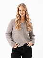 Selected Femme Alva Melange Long Sleeve Knit V-Neck Steel Gray