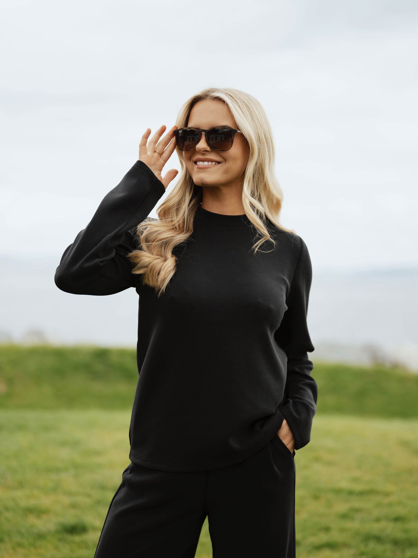 Selected Femme Tenny Long Sleeve Boxy Tee Black