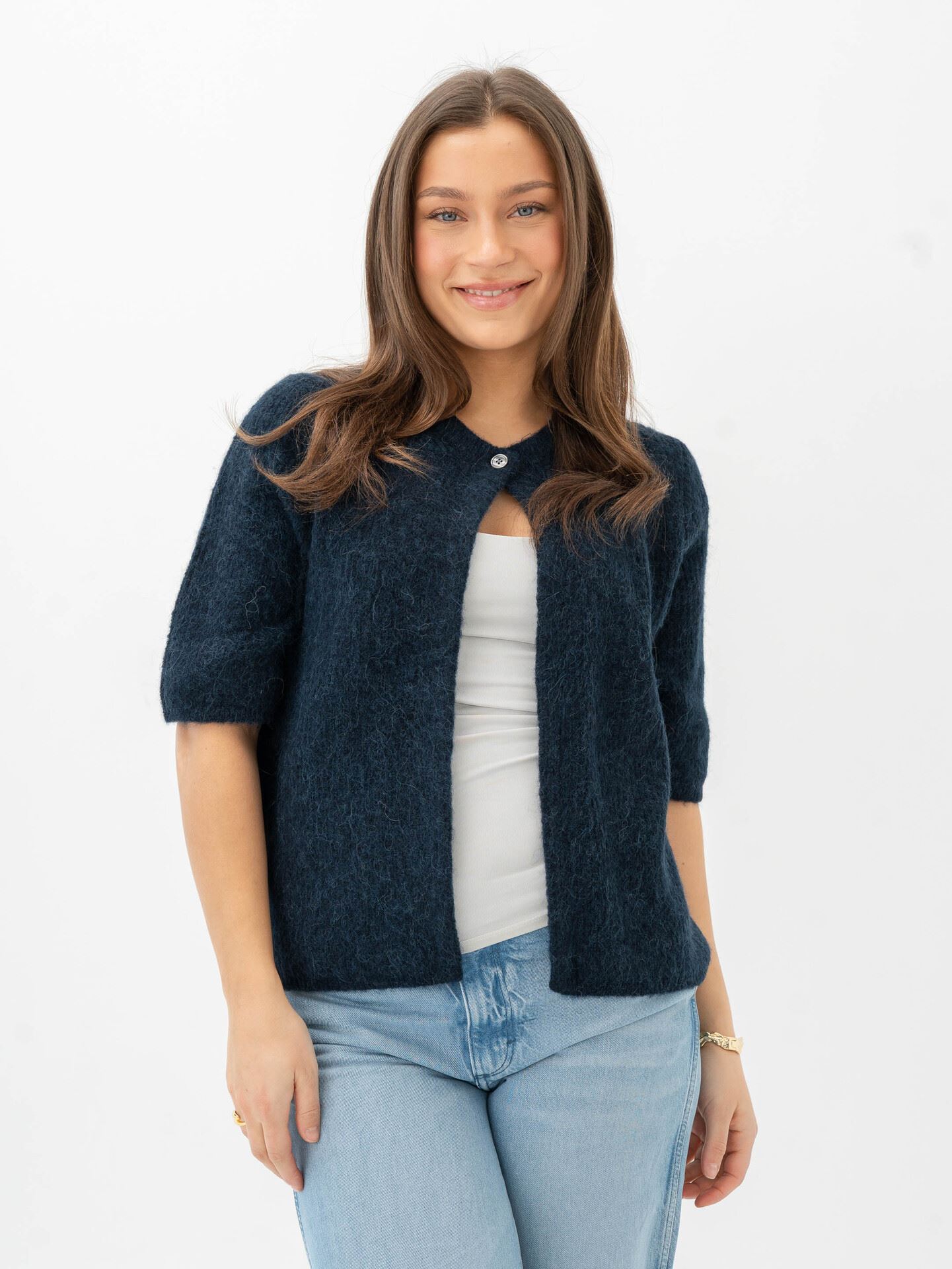 Selected Femme Sia Ras 2/4 Rib Knit Cardigan Dark Sapphire