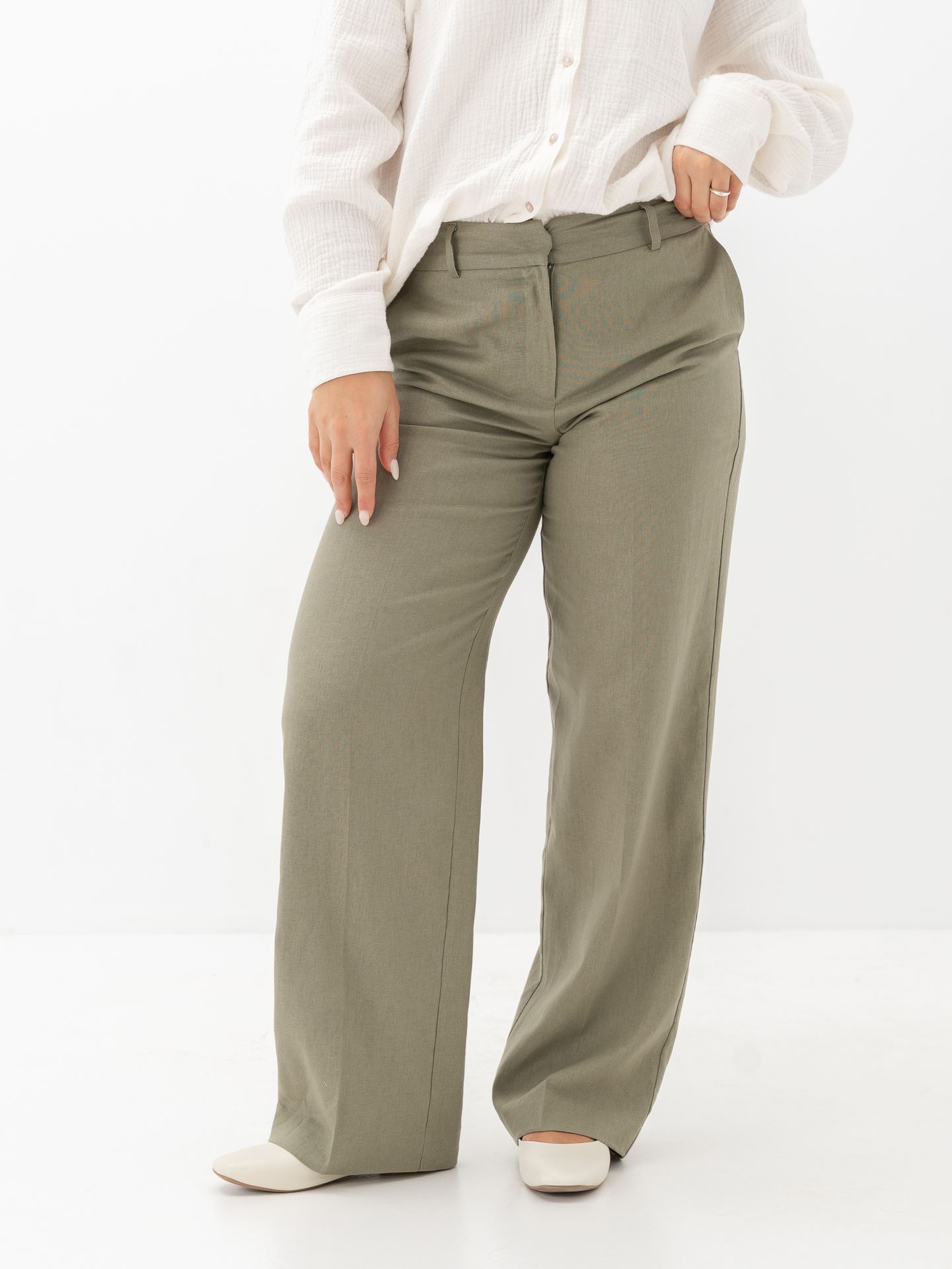Selected Femme Tania-Rita Mid Waist Wide Pant Vetiver