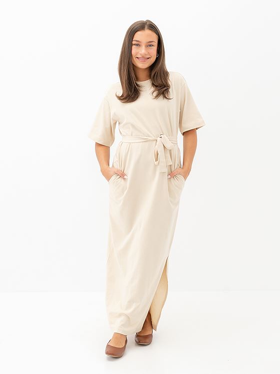 Selected Femme Essential Short Sleeve Pocket Ankle Dress Birch