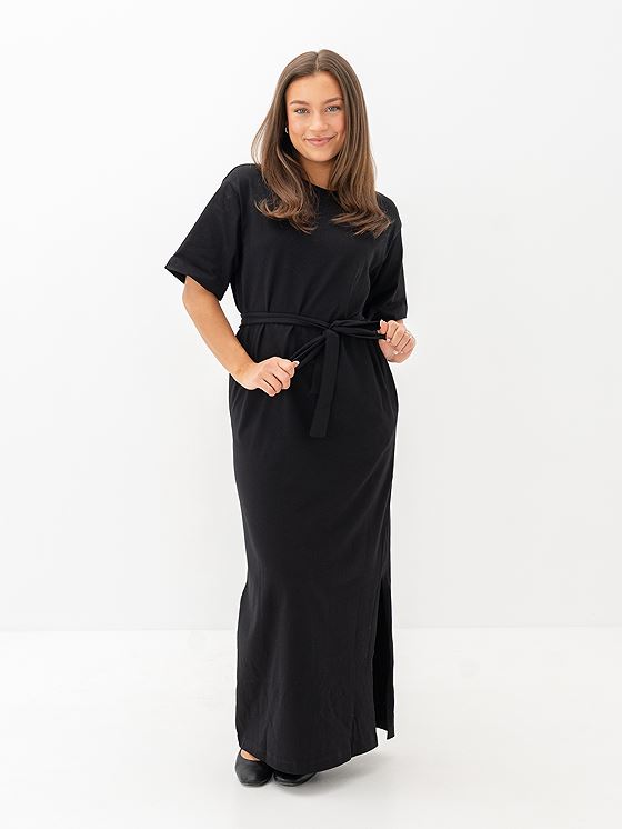 Selected Femme Essential Short Sleeve Pocket Ankle Dress Black