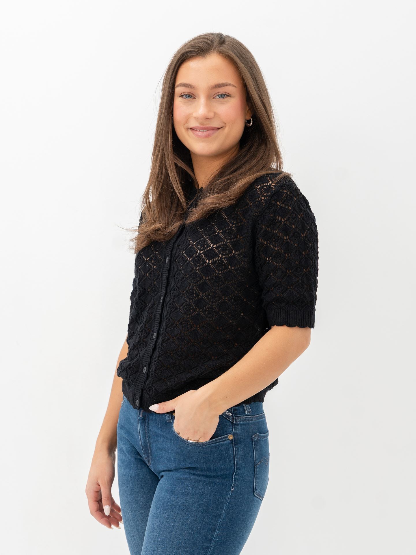 Selected Femme Sofia 2/4 Knit Cardigan Black
