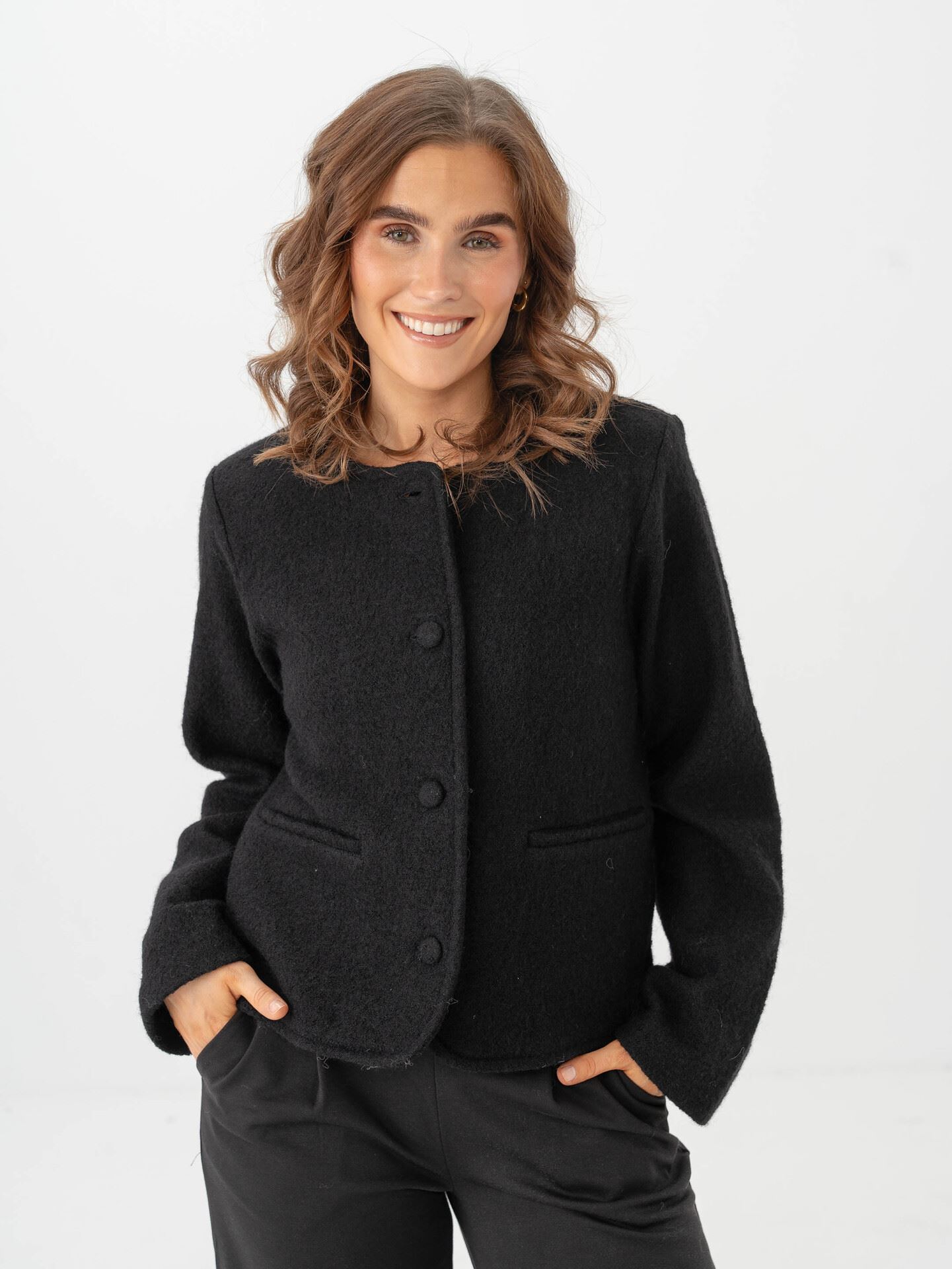Selected Femme Darla Long Sleeve Knit Short Cardigan Black