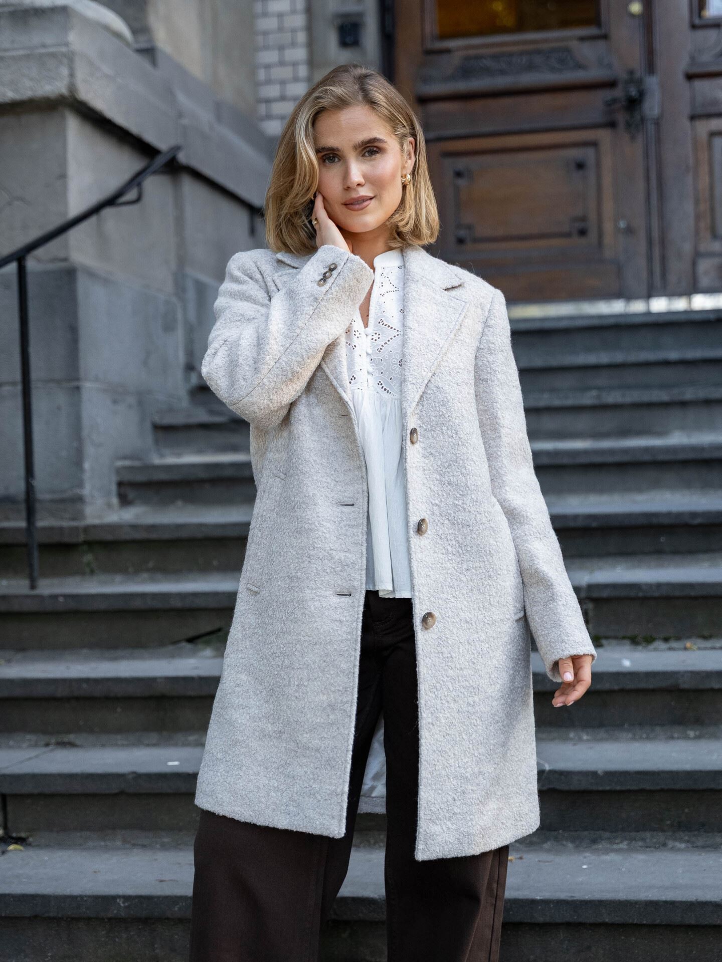 Selected Femme Sasja Boucle Lano Coat Sandshell Melange