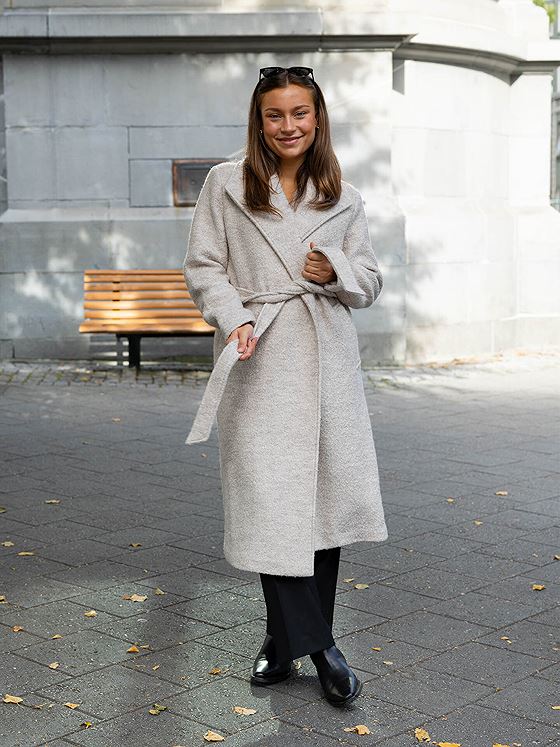 Selected Femme Rosa Boucle Lano Coat Sandshell Melange