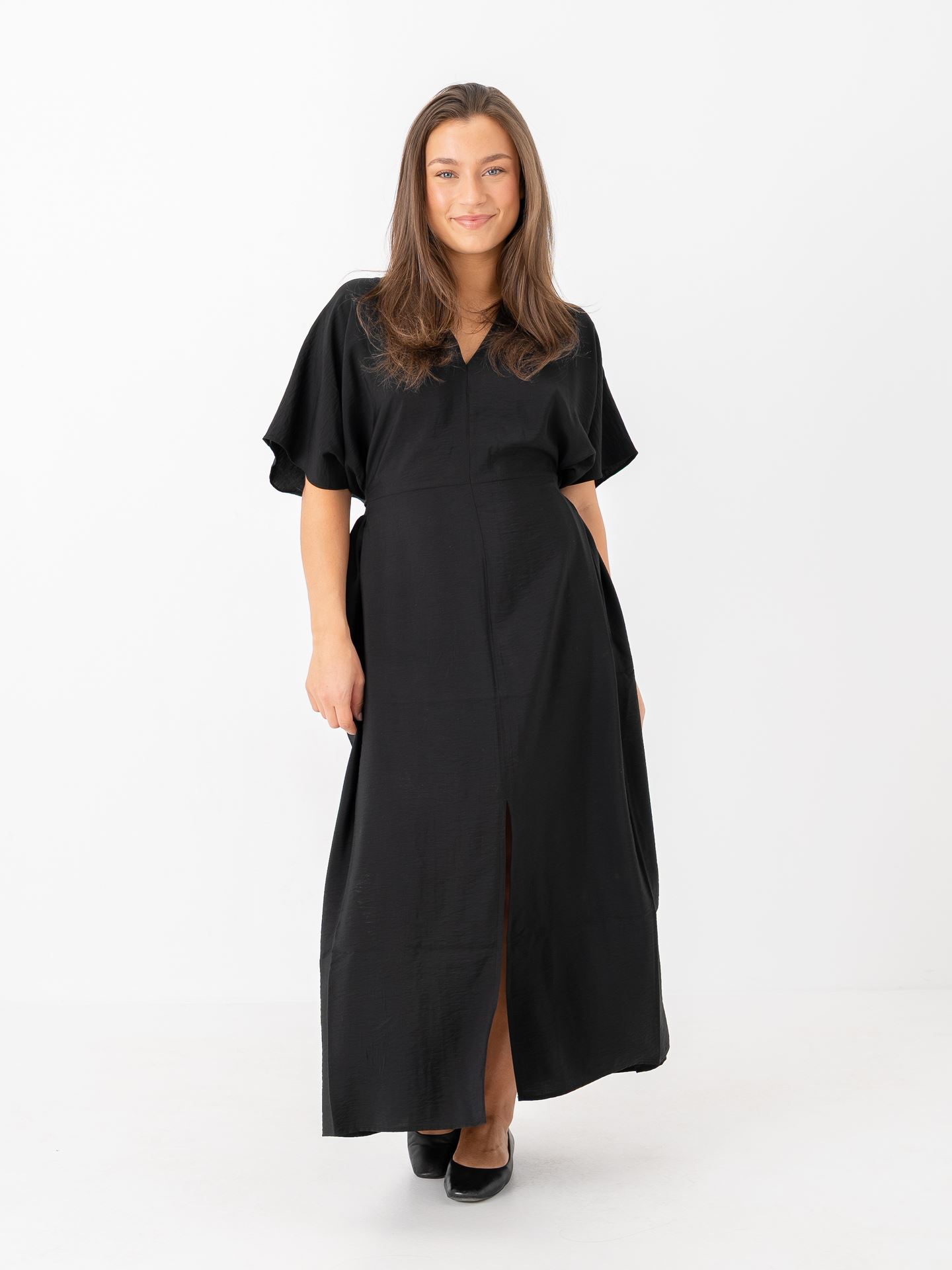 Selected Femme Lina Short Sleeve Ankle Wrap Dress Black