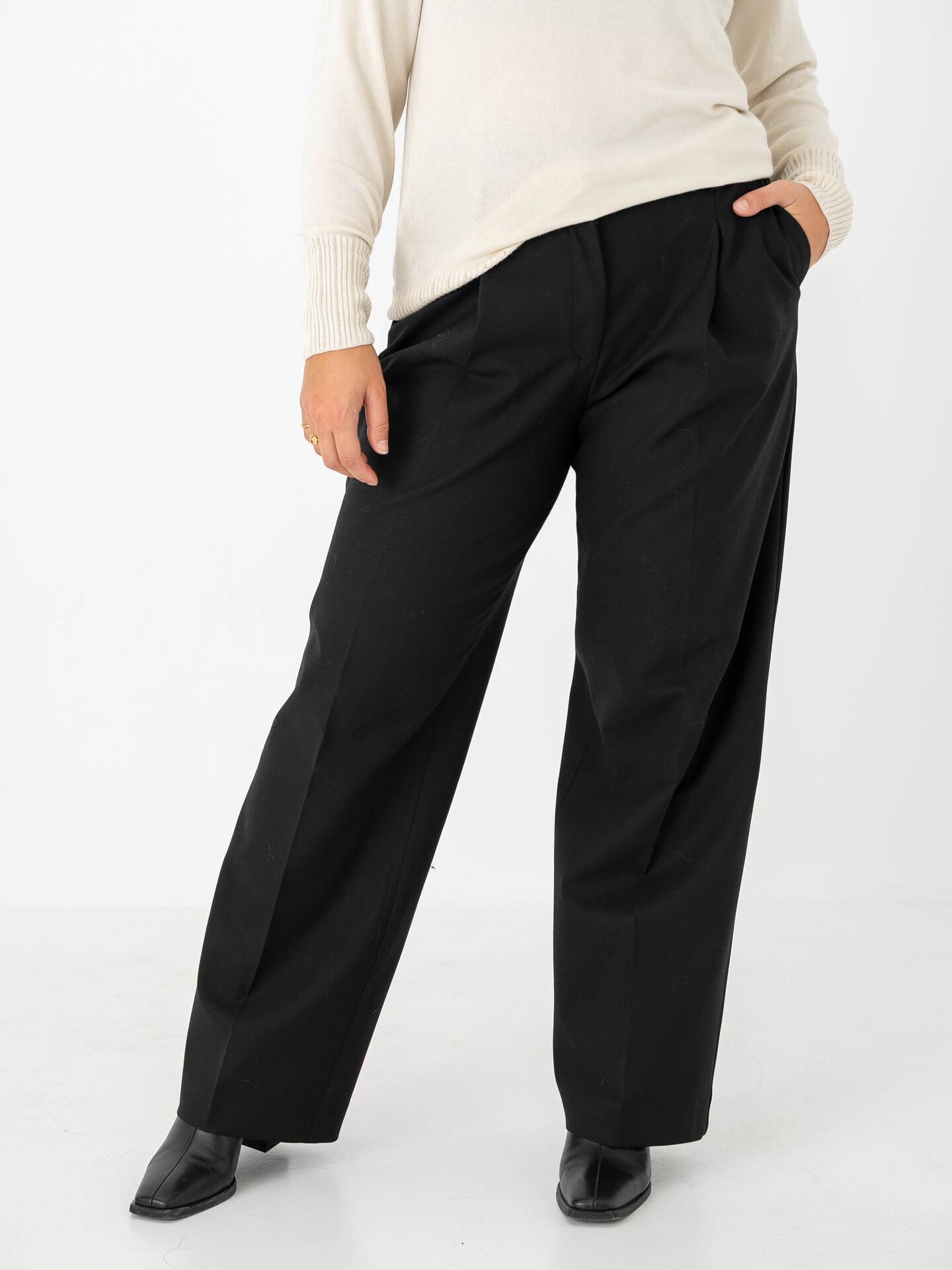 Selected Femme Wide-Rita Lano Mid Waist Pant Black