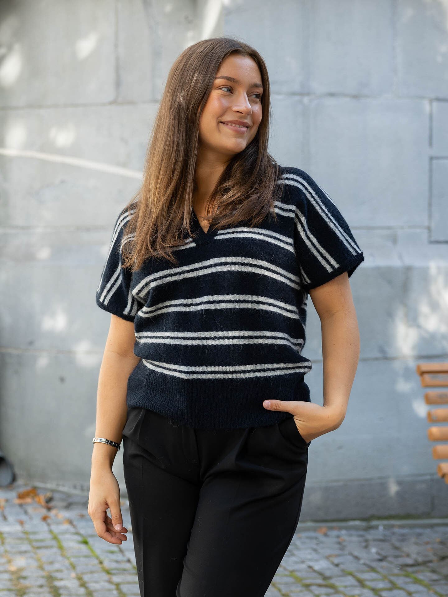 Selected Femme Lulu Short Sleeve Knit Polo Dark Sapphire LGM