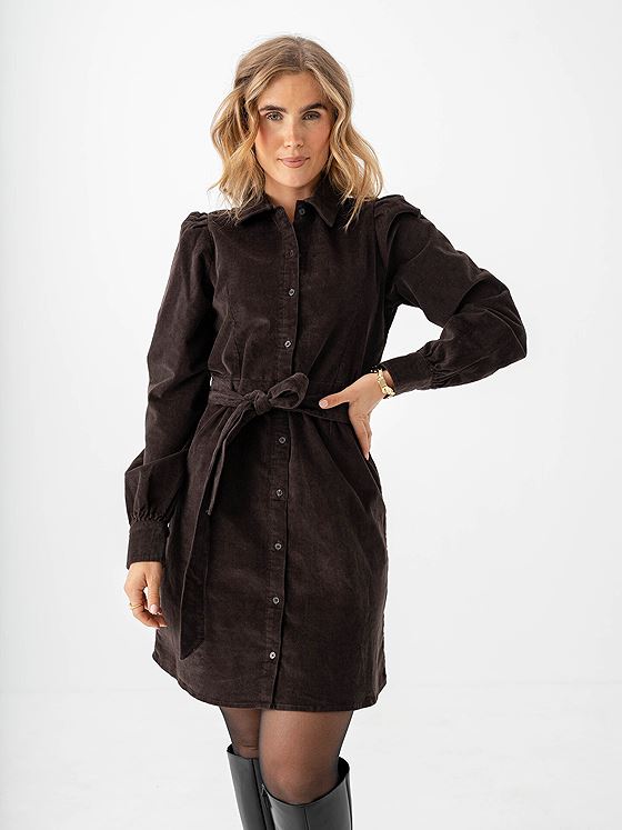 Selected Femme Runa Short Corduroy Dress Chocolate Torte