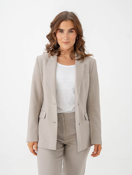 Selected Femme Rita Long Sleeve Classic Blazer Island Fossil Melange