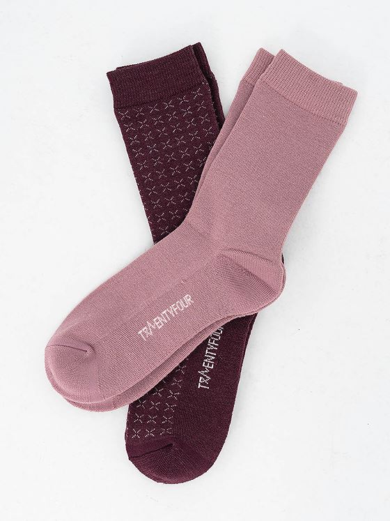 Twentyfour Aurora Idun Ullsokk 2-Pack Mørk Burgunder