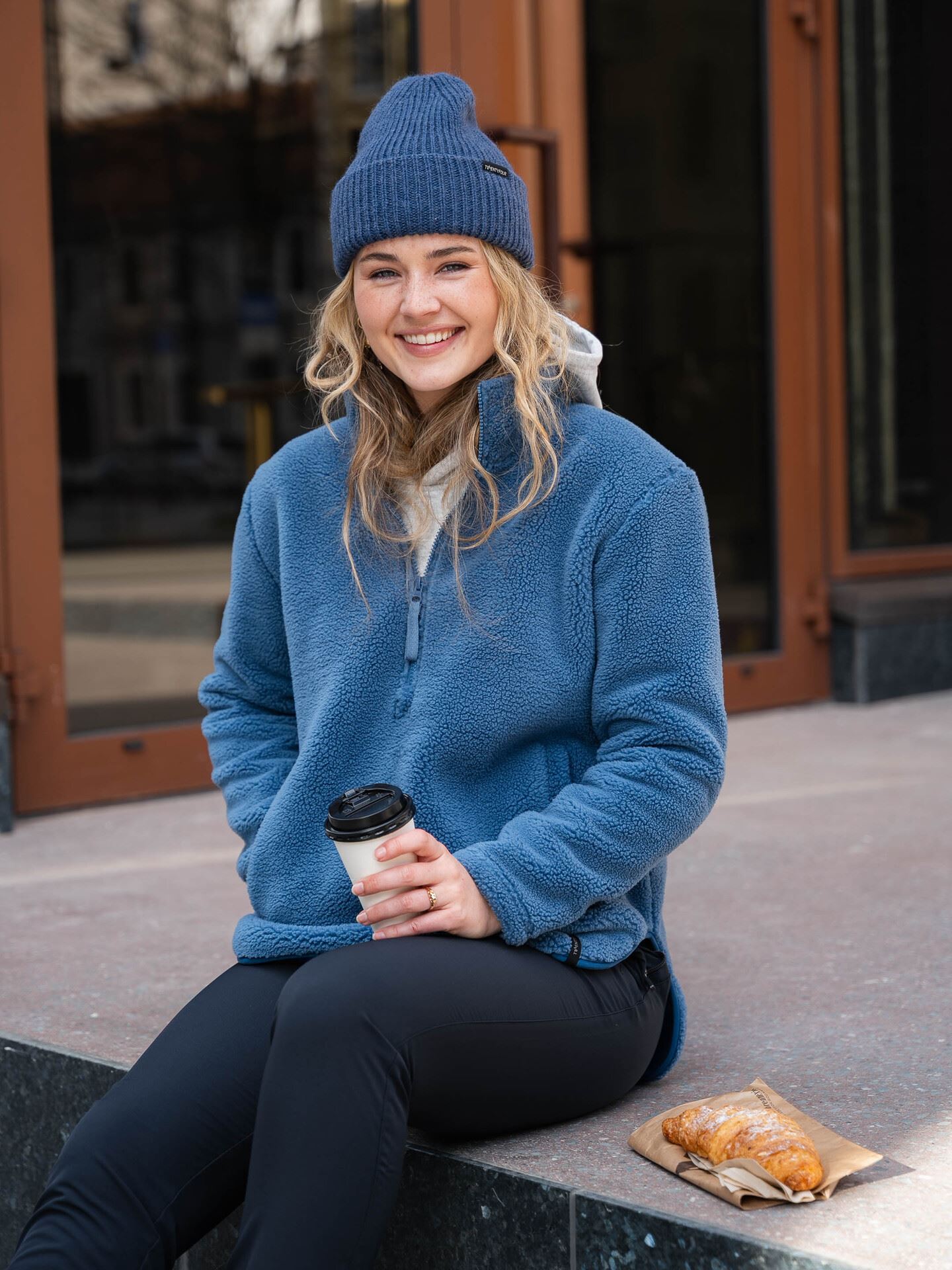 Twentyfour Mode Pile Half Zip Gråblå