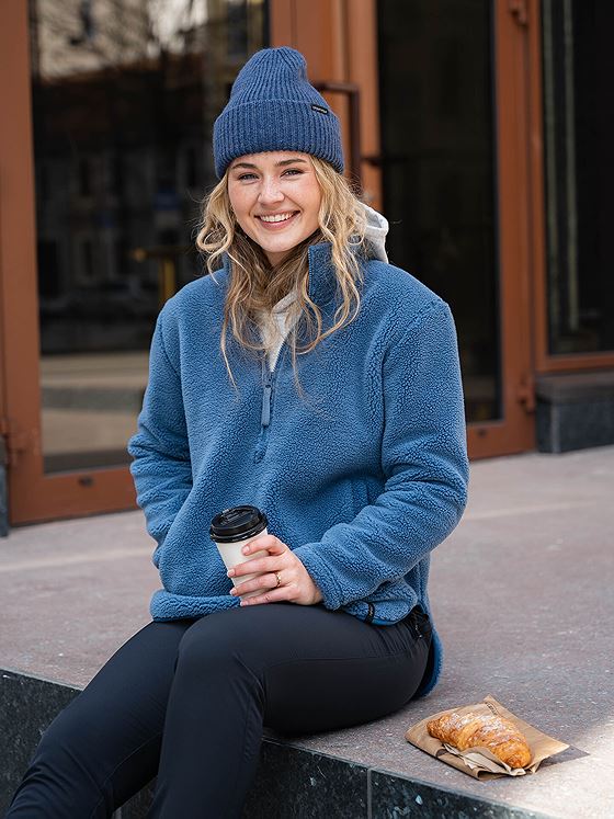 Twentyfour Mode Pile Half Zip Gråblå