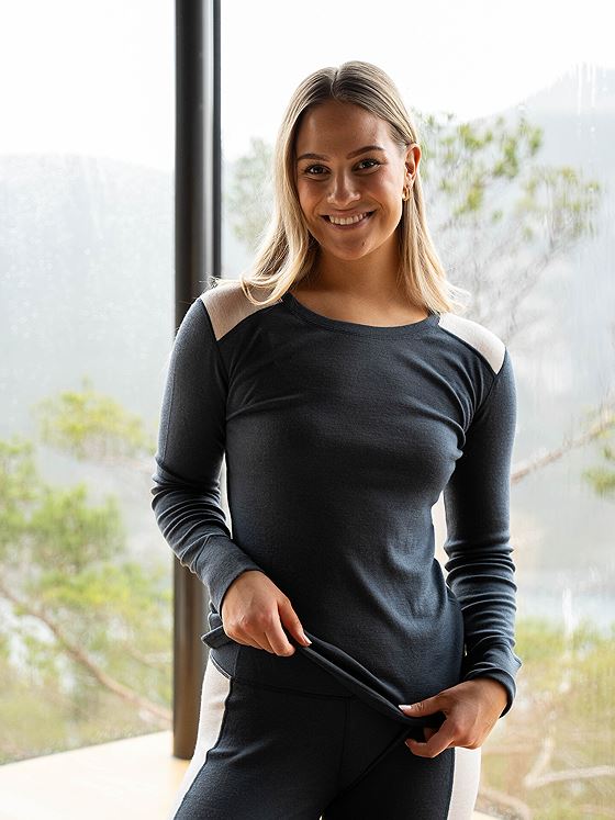 Twentyfour Finse Merino Long Sleeve Topp Blekkblå