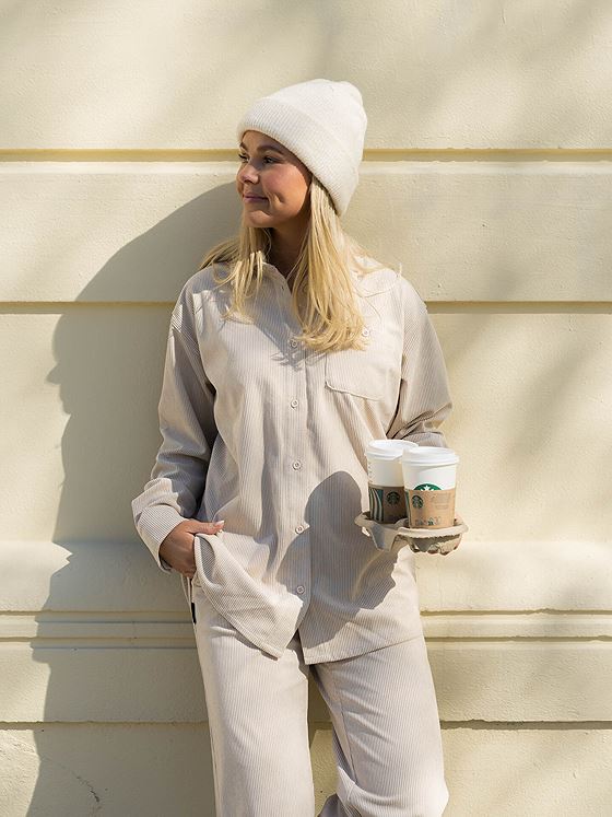 Twentyfour Mode Cord Skjorte Gråhvit