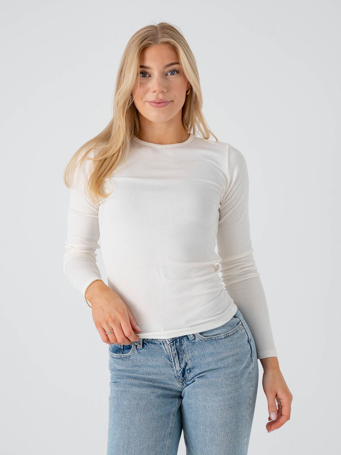 Topshop Premium Long Sleeve Top Snow White