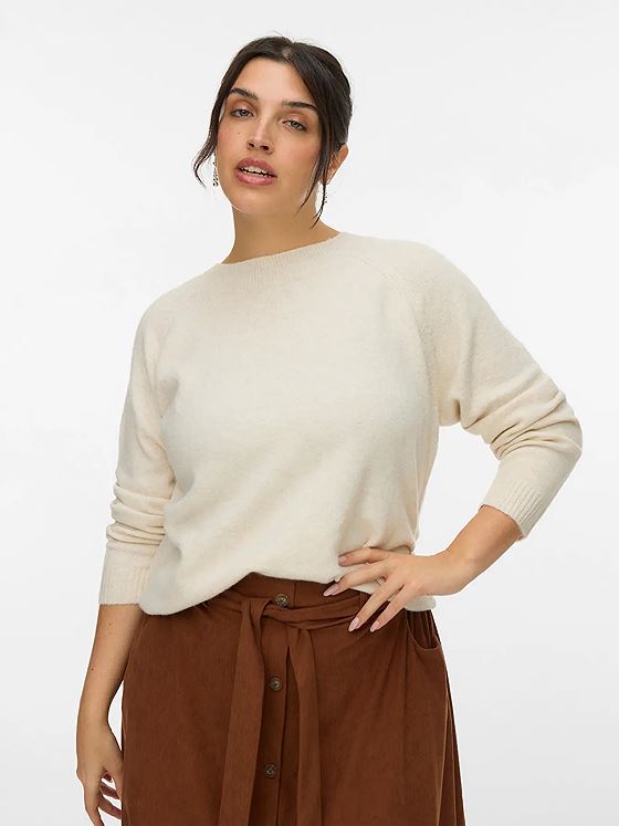 Vero Moda Curve Doffy Long Sleeve O-Neck Blouse Birch W. MELANGE