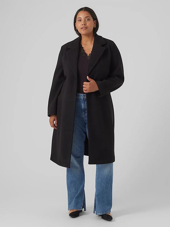 Vero Moda Curve Fortuneaya Long Coat Black