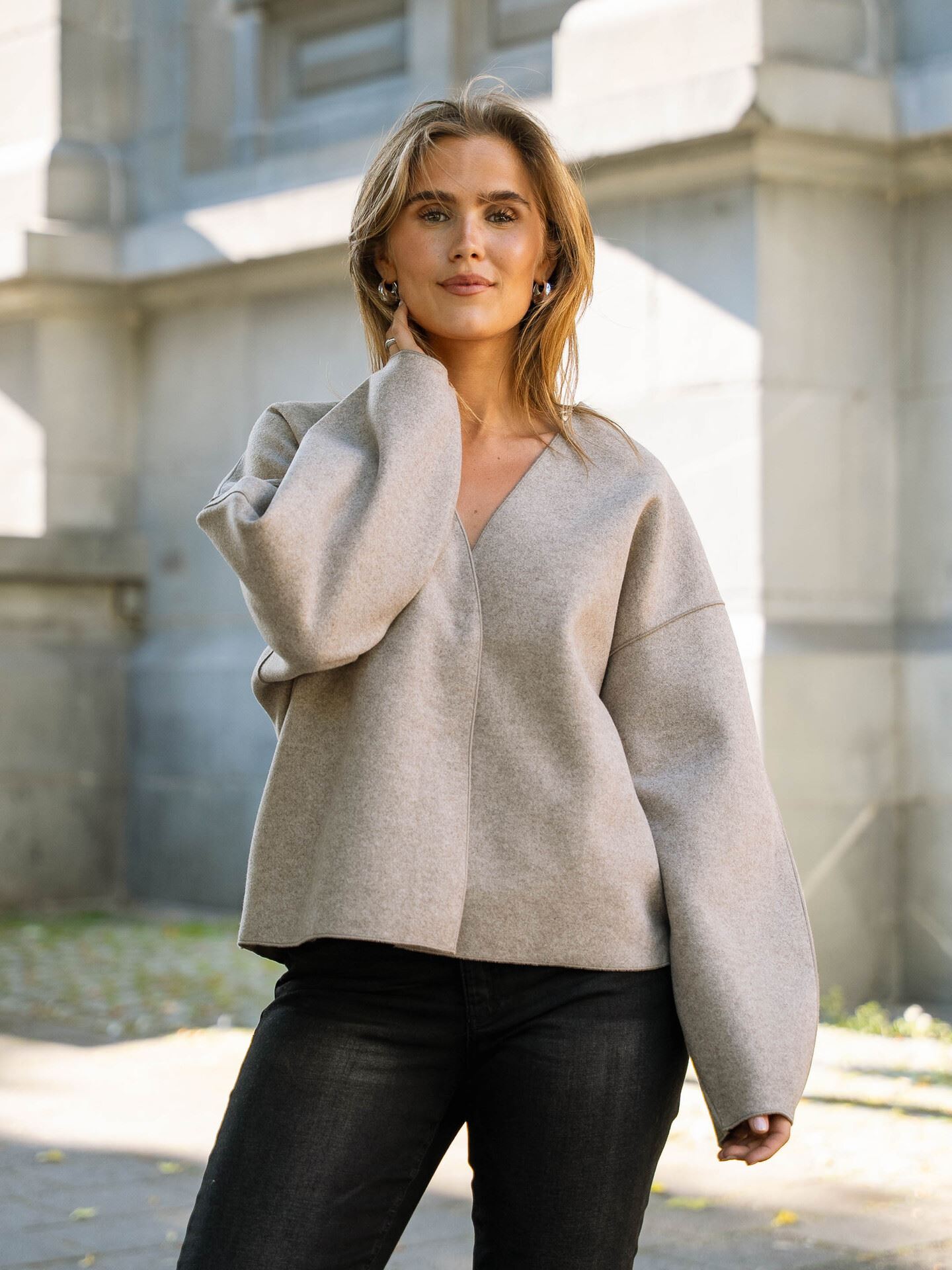 Vila Juice Loose Long Sleeve Jacket Natural Melange