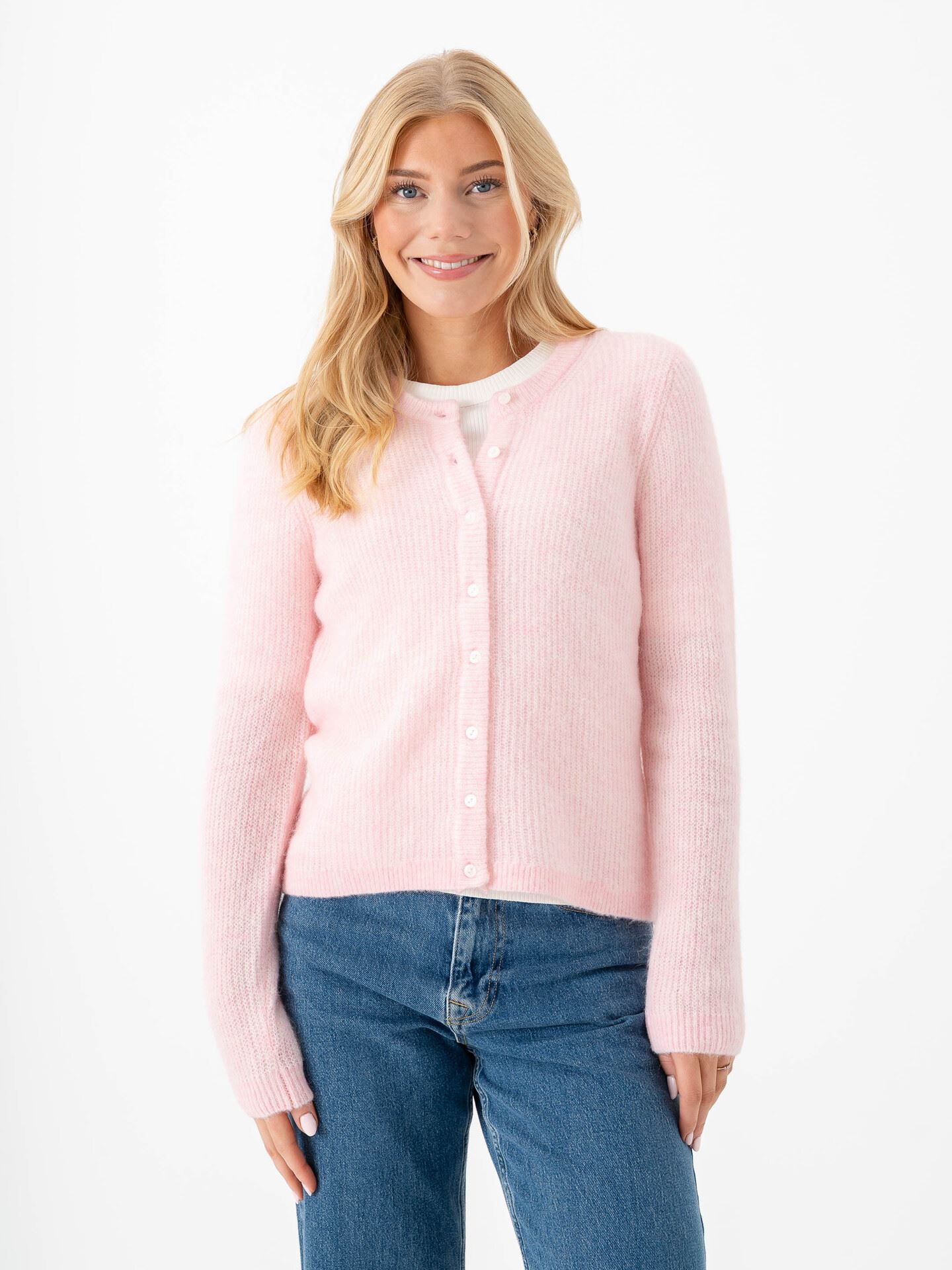 Vila Lory O-Neck Long Sleeve Knit Cardigan Cherry Blossom Melange