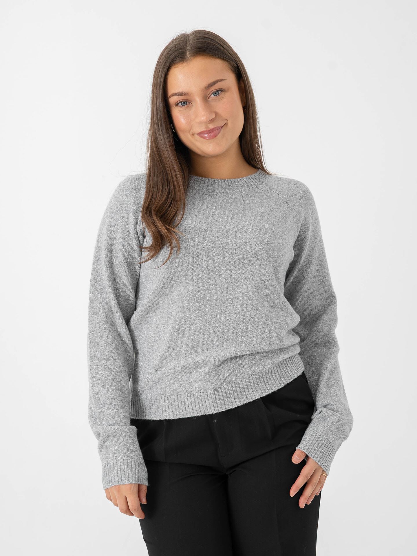 Vero Moda Doffy Shine Long Sleeve O-Neck Blouse Light Grey Melange W. SILVER LUREX