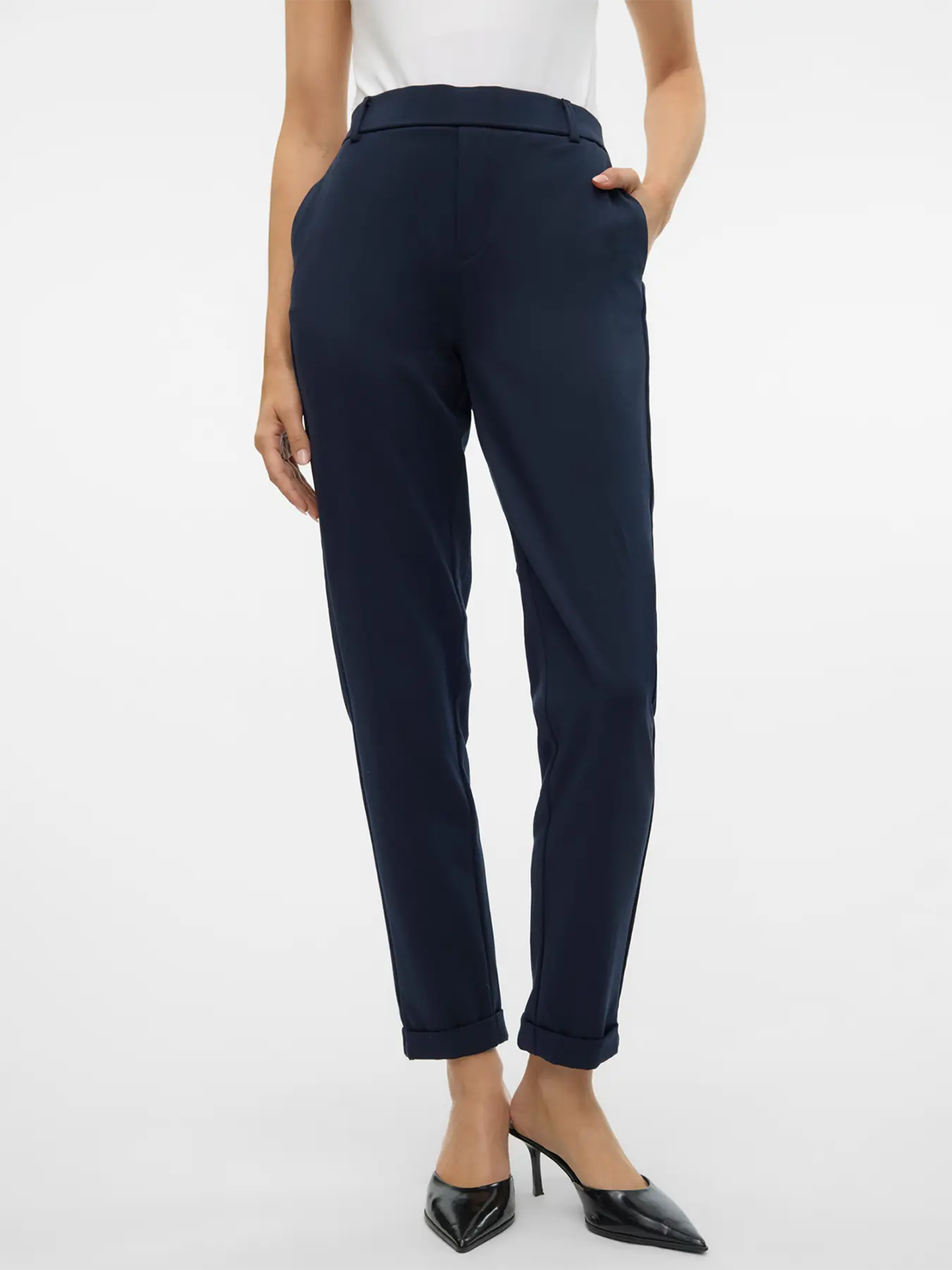 Vero Moda Maya Mid Waist Loose Solid Pant Night Sky