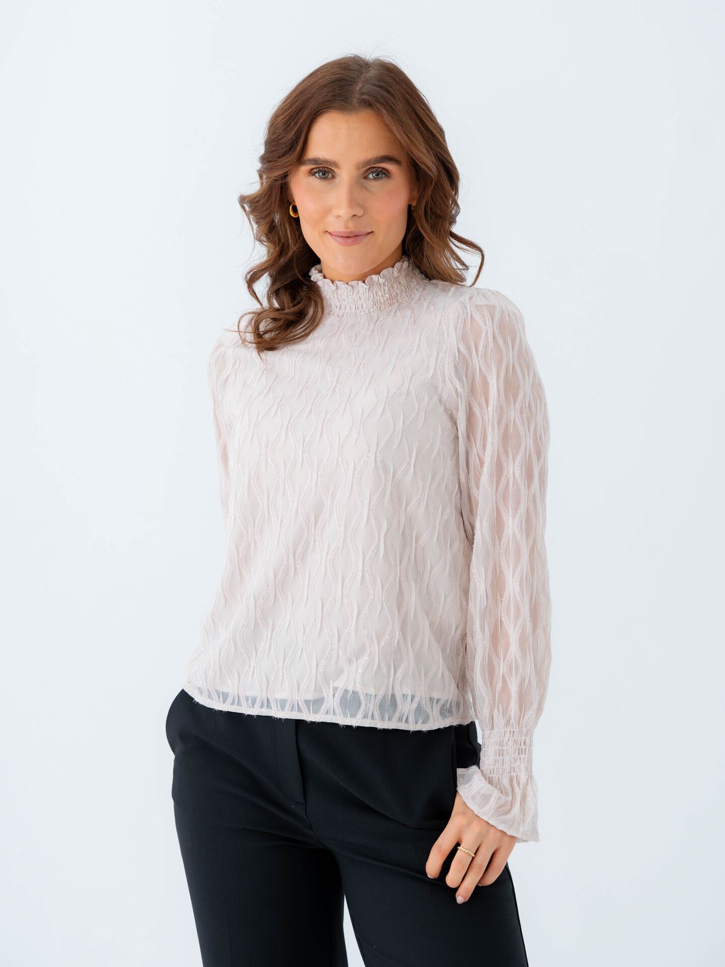 Vero Moda Aware Nolita Long Sleeve High Neck Top Pumice Stone