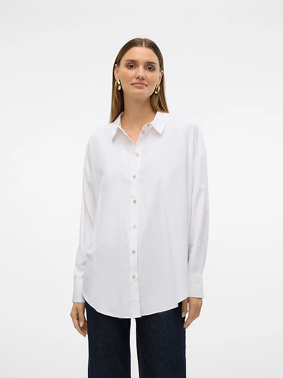 Vero Moda Nora Long Sleeve Oversize Shirt Bright White